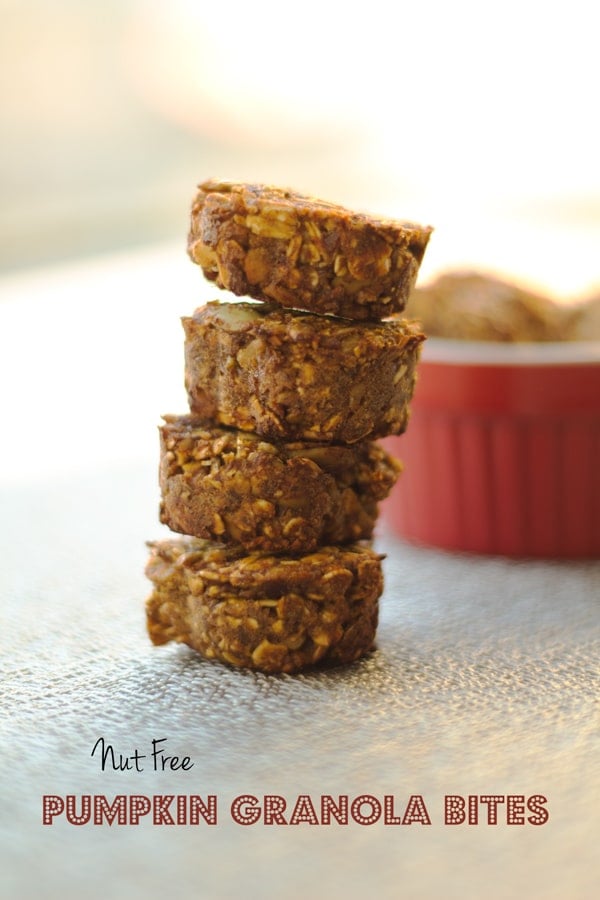 Nut Free Pumpkin Granola Bites stacked.