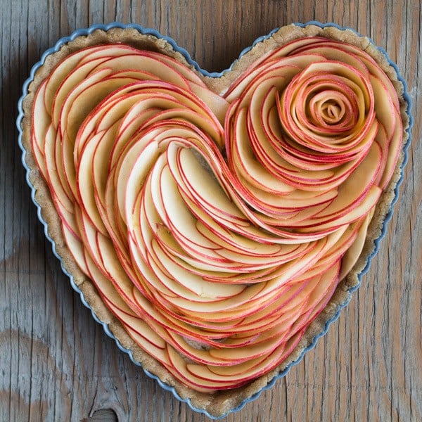 Valentine's Apple Rose Tart Apple Slices before baking. 