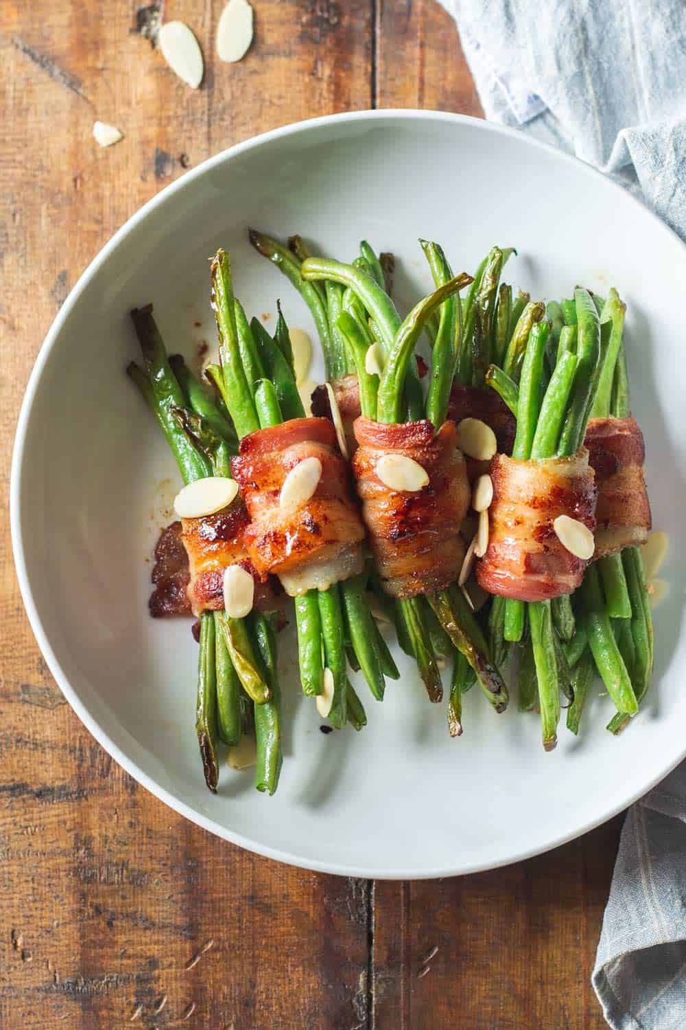 Bacon Wrapped Green Bean Bundles on Plate