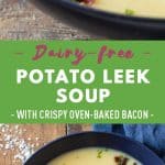 Collage Potato Leek Soup images with text overlay for Pinterest.