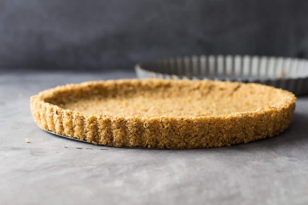 Baked gluten free quinoa pizza crust.