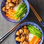 Vietnamese Sticky Chicken over rice and vegetables