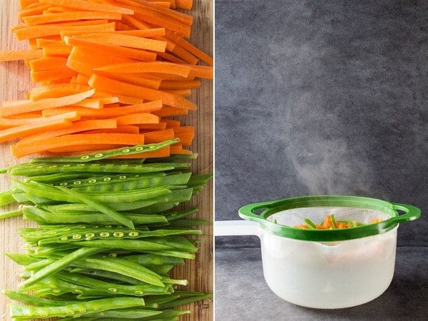 carrots and snow peas