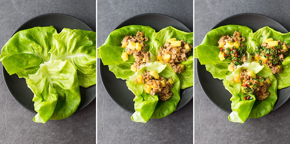 Ground Beef Lettuce Wrap building process