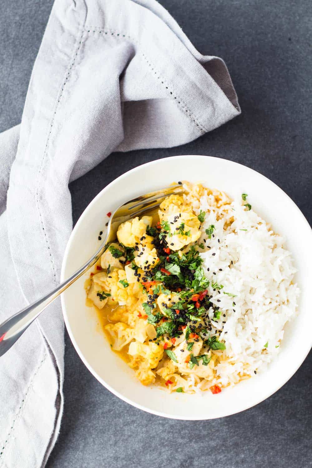 Thai Chicken Cauliflower Curry via Green Healthy Cooking