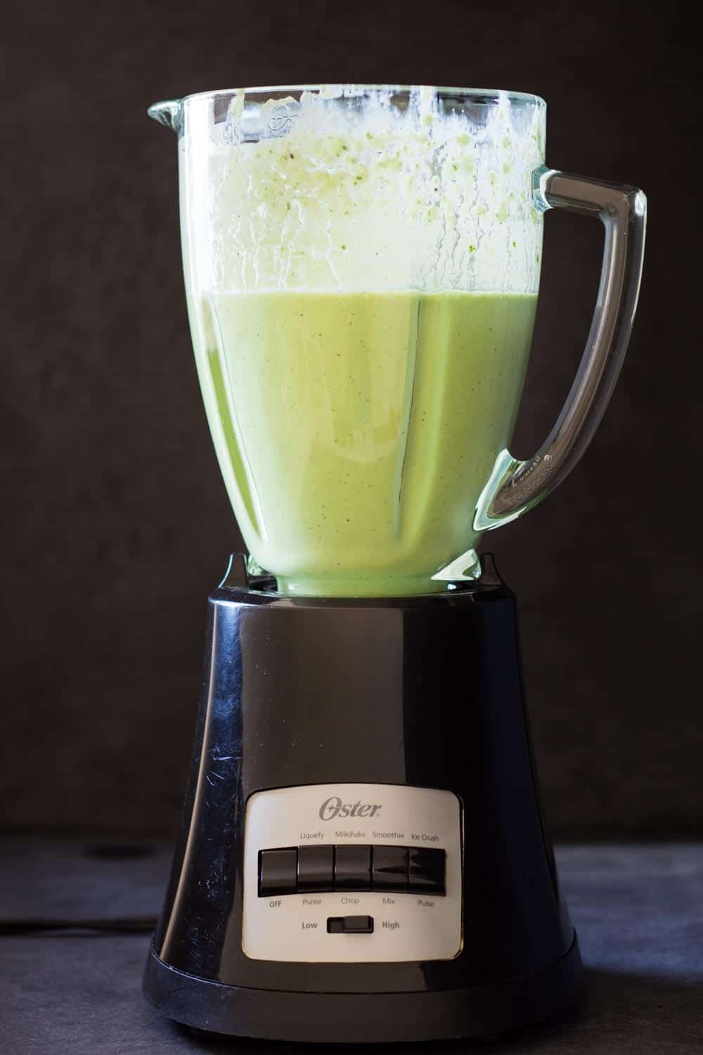 Healthy green smoothie in blender