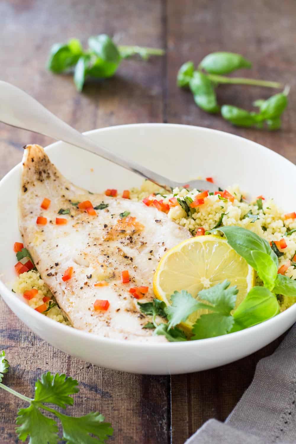 Baked Haddock with Herb Couscous - Green Healthy Cooking