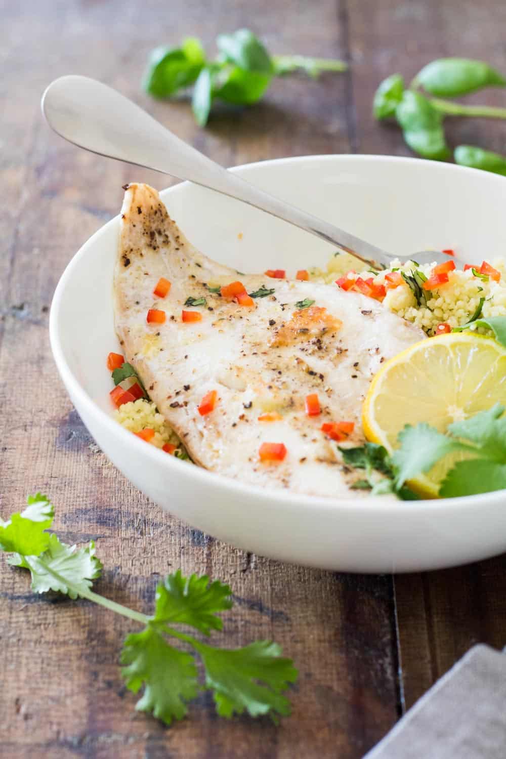 Baked Haddock With Herb Couscous Green Healthy Cooking