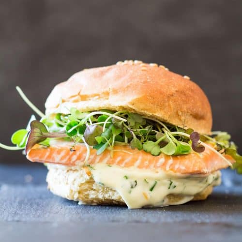 Salmon Burgers with Garlic Herb Sauce - Cooking For My Soul