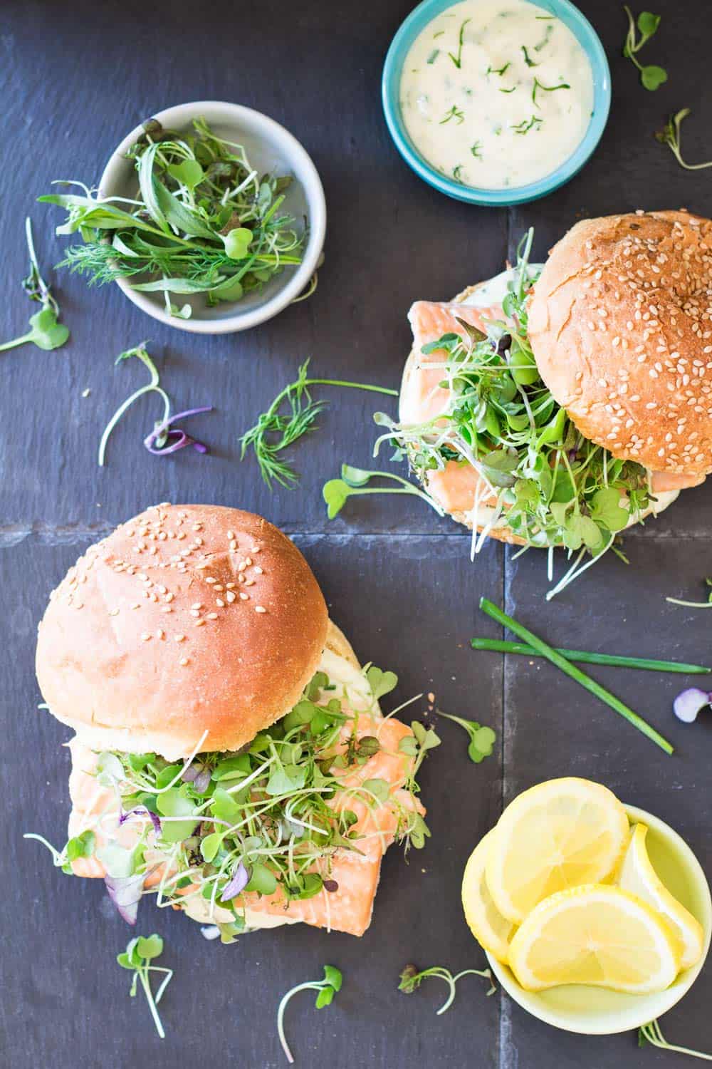 Salmon Burgers with Garlic Herb Sauce - Cooking For My Soul