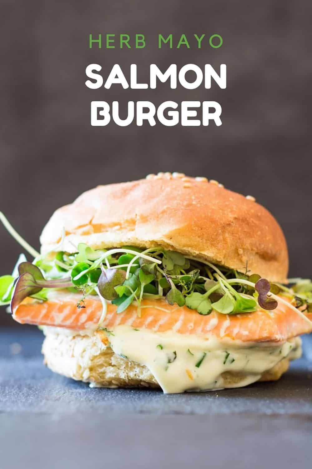 Salmon Burger with Herb Cream Sauce