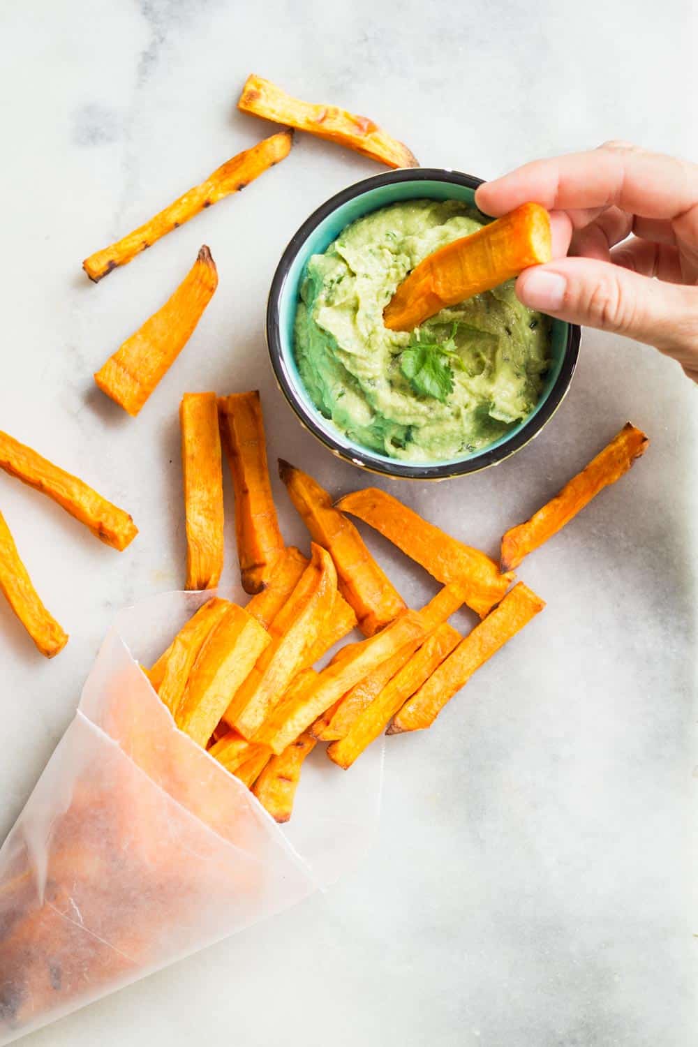 Sweet Potato Fries with Avocado Tahini Dip Green Healthy Cooking