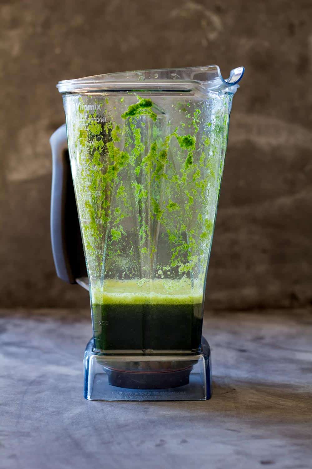 Blender with fresh coriander blended with water. How To Make Peruvian Green Rice Recipe