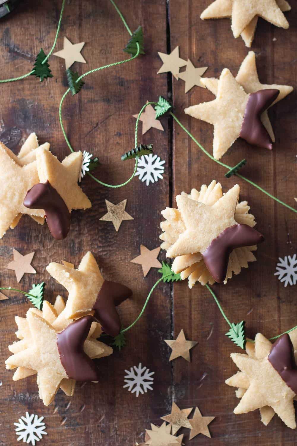 Almond Cookies arranged on a wooden table