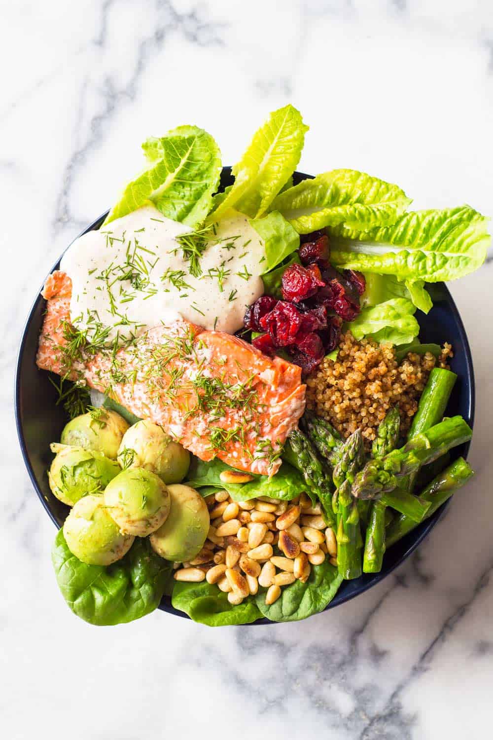 Sockeye Salmon is hands down the best fish in the whole wide world. Pair it with lettuce, asparagus, pine nuts, cranberries and avocado, drizzle the best salad dressing ever on it and you've just made yourself the best Sockeye Salmon recipe ever!