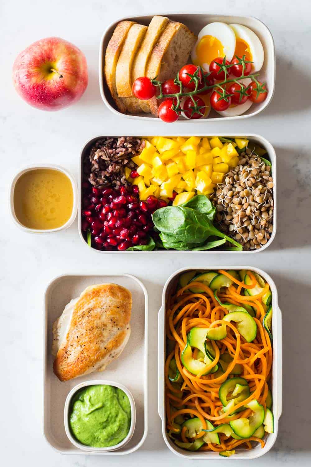 Several Meal Prep Containers showcasing the food for the Clean eating meal plan