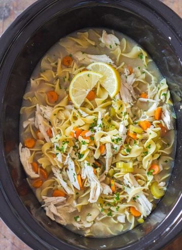 Slow Cooker Chicken Noodle Soup in Crockpot