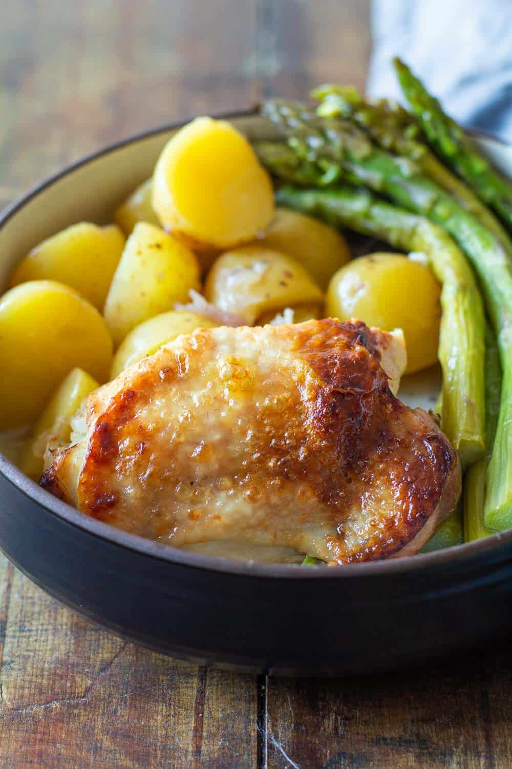 Instant Pot Lemon Chicken Close up of crispy chicken thigh