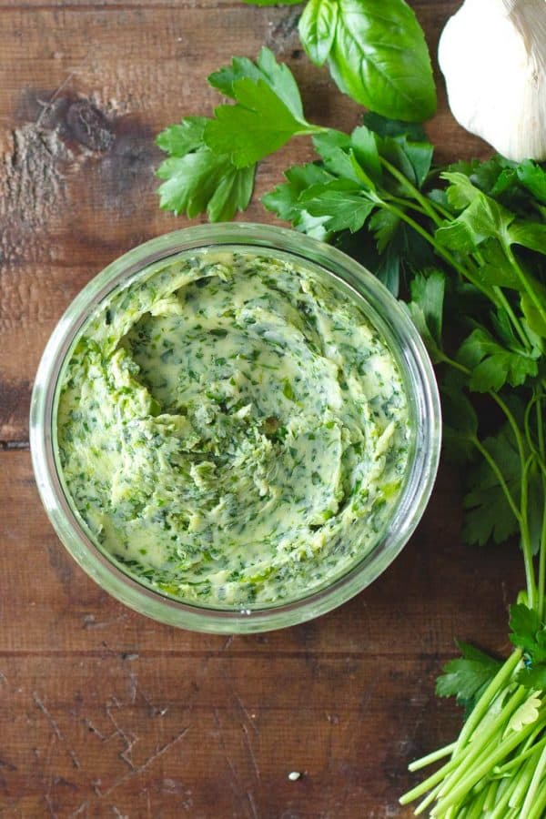 Herb Garlic Butter in a jar