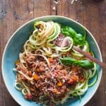 Slow Cooker Bolognese over linguini & zucchini noodles