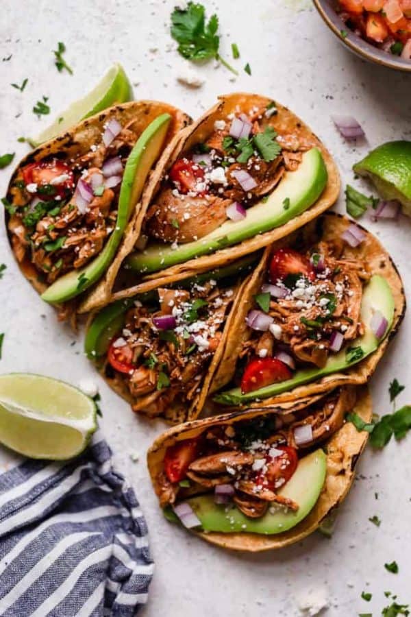 chicken tacos loaded with healthy toppings