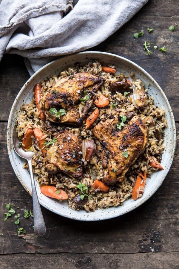 dinner plate with Herbed Chicken and Rice Pilaf