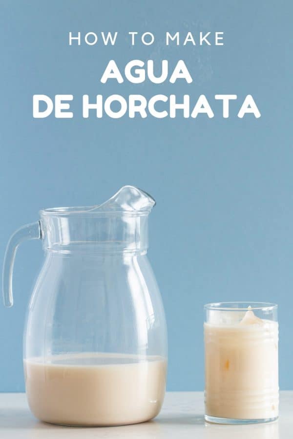 pitcher and drinking glass of Agua de Horchata