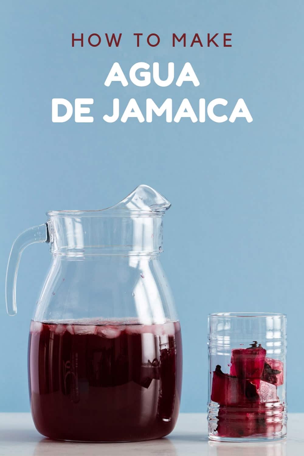 Agua de Jamaica in a pitcher with Ice