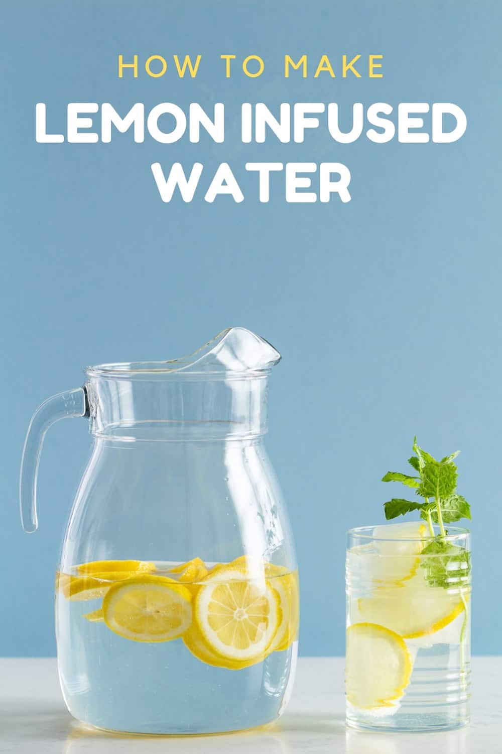 Lemon Infused Water in a Pitcher and a glass