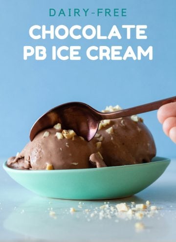Chocolate Peanut Butter Ice Cream in a green bowl