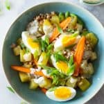 Warm Farro Salad in a bowl