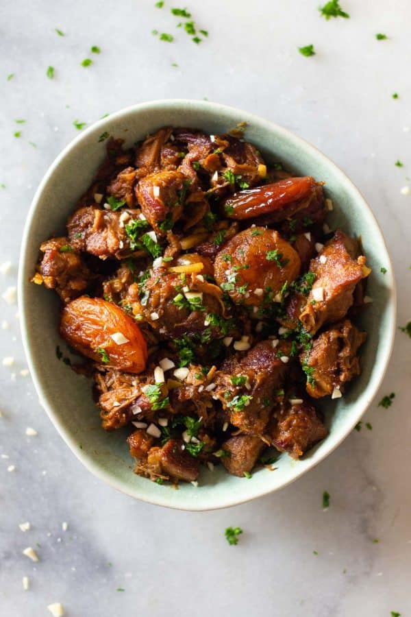 Instant Pot Lamb Stew in a green bowl