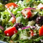 healthy salad with cucumber tomato onion and feta cheese