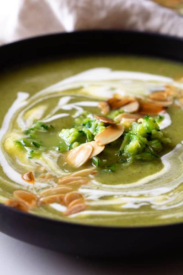 Closeup image of zucchini soup texture
