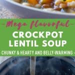 Crockpot Lentil Soup Pin Collage