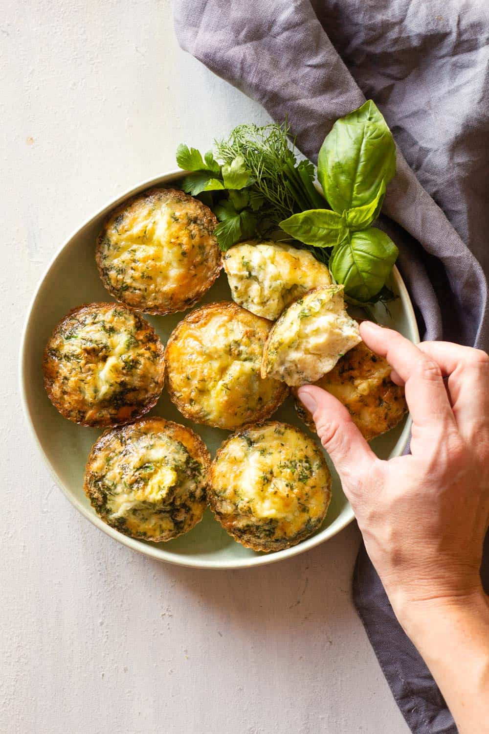 Herb Egg Muffins on a plate