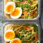 Egg Roll In A Bowl with Ramen Egg in Meal Prep Containers