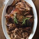 Leg of lamb on a serving platter