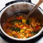 Vegetable Soup in an Instant Pot and text on top saying Instant Pot Vegetable Soup