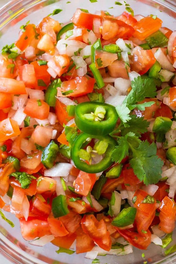 closeup texture of pico de gallo