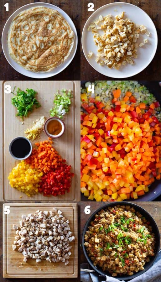 Numbered step-by-step instructions on how to make quinoa fried rice.