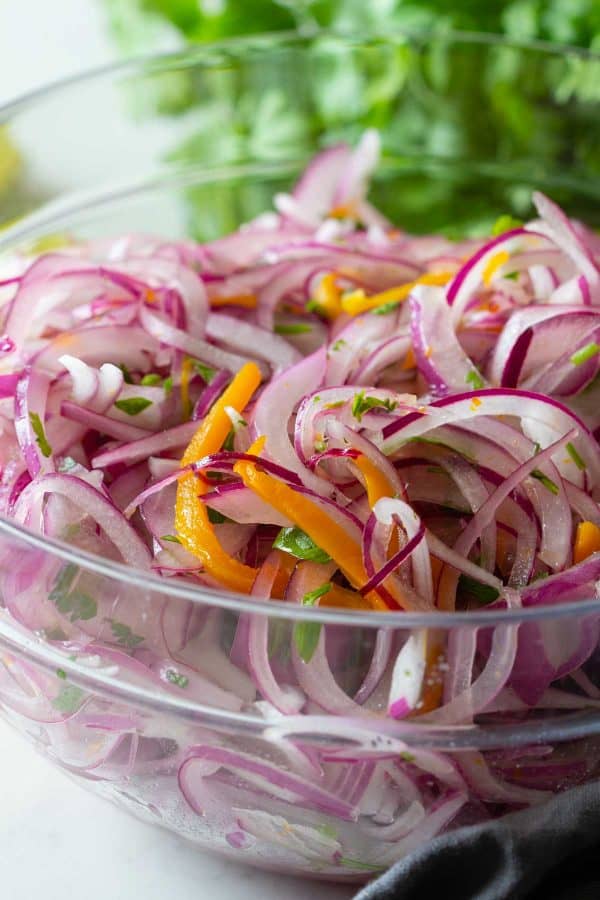 Salsa Criolla Recipe - Lime Pickled Red Onions - The Delicious Life