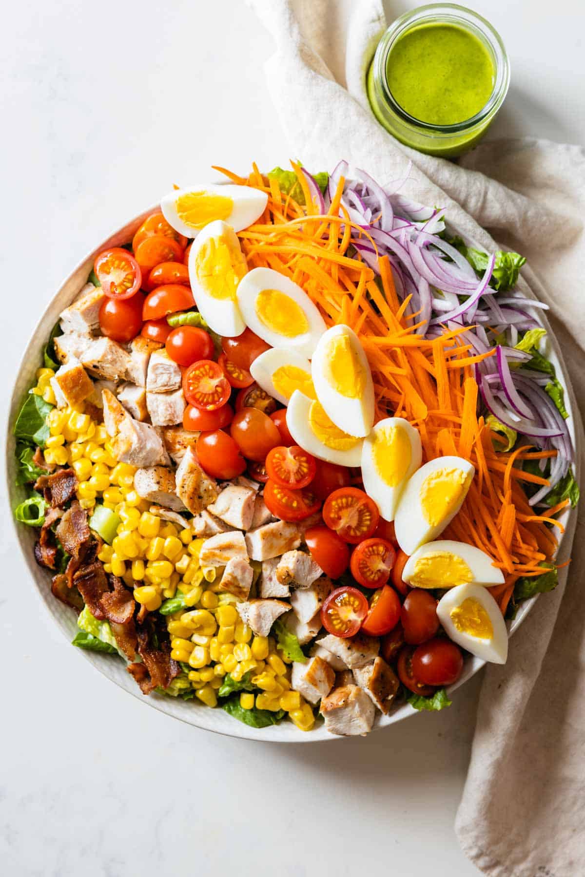 8-ingredient chopped salad in a large bowl.