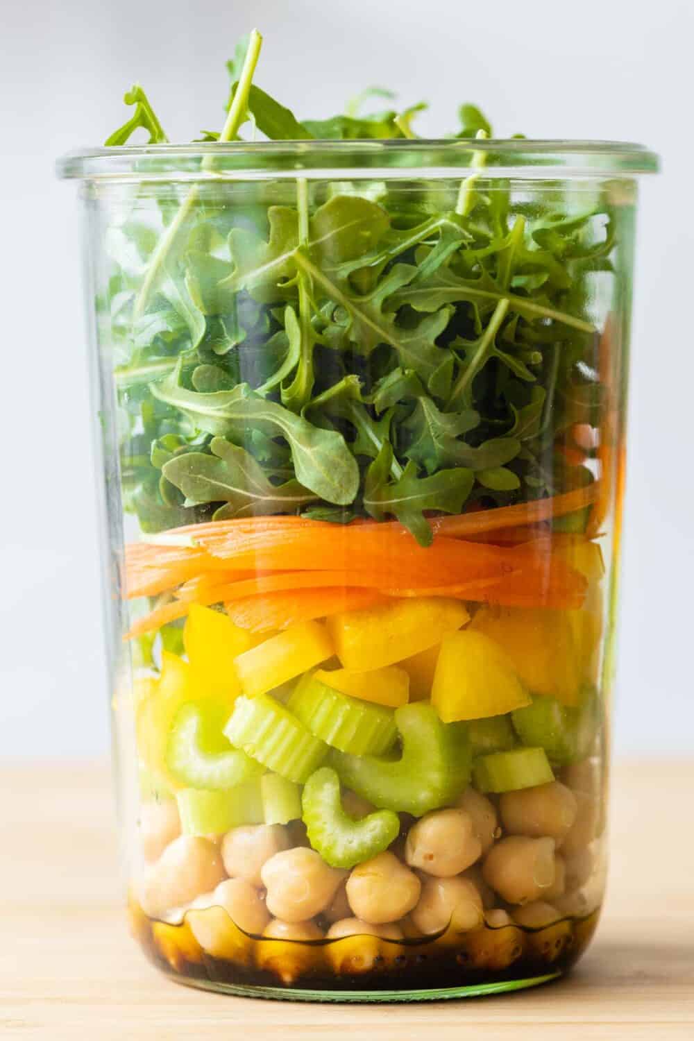 chickpea salad in a jar.